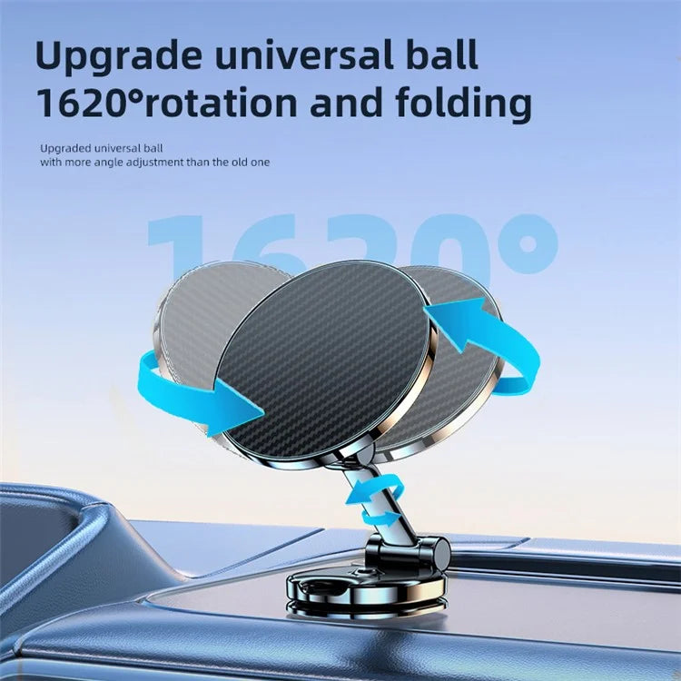 Carbon Fiber Texture Car Adhesive Base Magnetic Absorption Alloy Phone Holder Folding Bracket