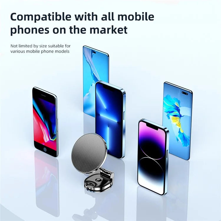 Carbon Fiber Texture Car Adhesive Base Magnetic Absorption Alloy Phone Holder Folding Bracket