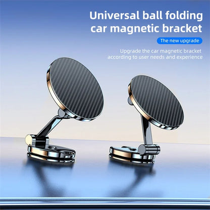 Carbon Fiber Texture Car Adhesive Base Magnetic Absorption Alloy Phone Holder Folding Bracket