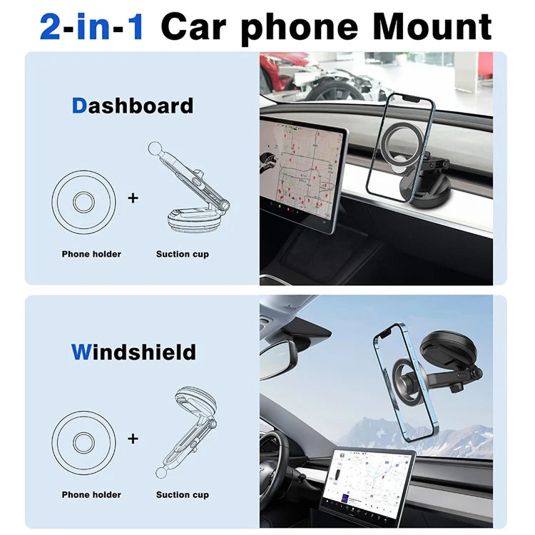 CZ-157 Compatible with MagSafe Phone Holder Suction Cup Base for Car Dashboard / Windshield