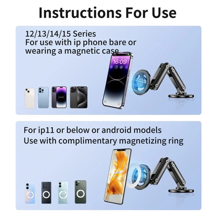 C13 Multi-Angle Adjustable Car Phone Mount Compatible with MagSafe Magnetic Car Phone Holder