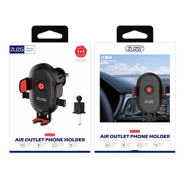 ZUZG Z19 Car Air Outlet Phone Holder 360 Degree Rotation ABS Phone Mount Bracket