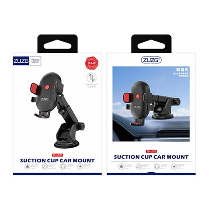 ZUZG Z20 360 Degree Rotation Car Mount Phone Holder Suction Cup Telescopic ABS Phone Stand Bracket