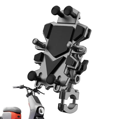 QXB-01 Motorcycle Mobile Phone Holder Aluminum Alloy E-Bike Handlebar Shockproof Phone Mount for Outdoor Riding