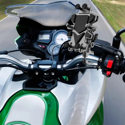 QXB-01 Motorcycle Mobile Phone Holder Aluminum Alloy E-Bike Handlebar Shockproof Phone Mount for Outdoor Riding