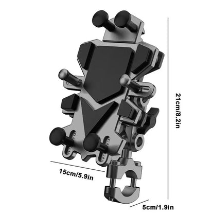 QXB-01 Motorcycle Mobile Phone Holder Aluminum Alloy E-Bike Handlebar Shockproof Phone Mount for Outdoor Riding