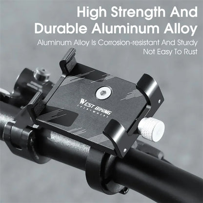 WEST BIKING YP0715068 Bike Handlebar Phone Holder Aluminum Alloy Cycling Phone Bracket