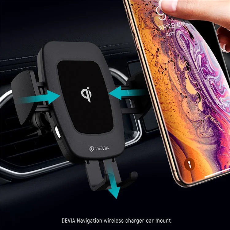DEVIA EA195 Wireless Car Charger Mount 10W Qi Fast Charging Car Phone Holder