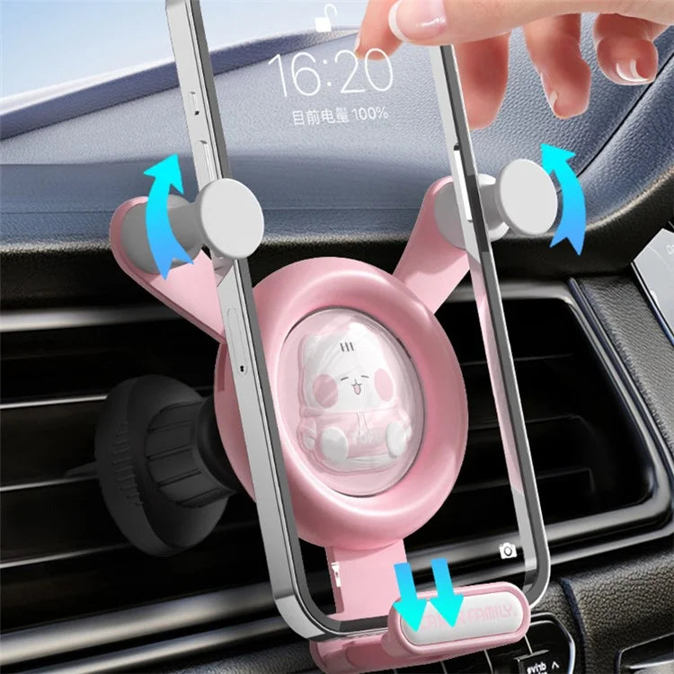 ICARER FAMILY Cartoon Style Car Phone Holder - Air Vent Gravity Phone Mount Stand