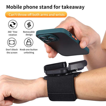 XW-W01 4.0-7.0 inch Running Wristband Phone Holder for iPhone 16 / 16 Plus / 16 Pro / 16 Pro Max Jogging Wrist Bands 360° Rotatable
