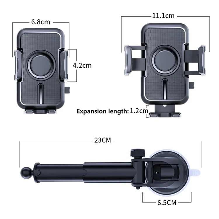 D55+105 Car Dashboard Phone Holder ABS Rotatable Suction Cup Cellphone Bracket