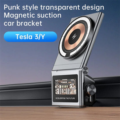 A7 For Tesla Model 3 / Y Transparent Phone Charging Dock 15W Magnetic Wireless Charger