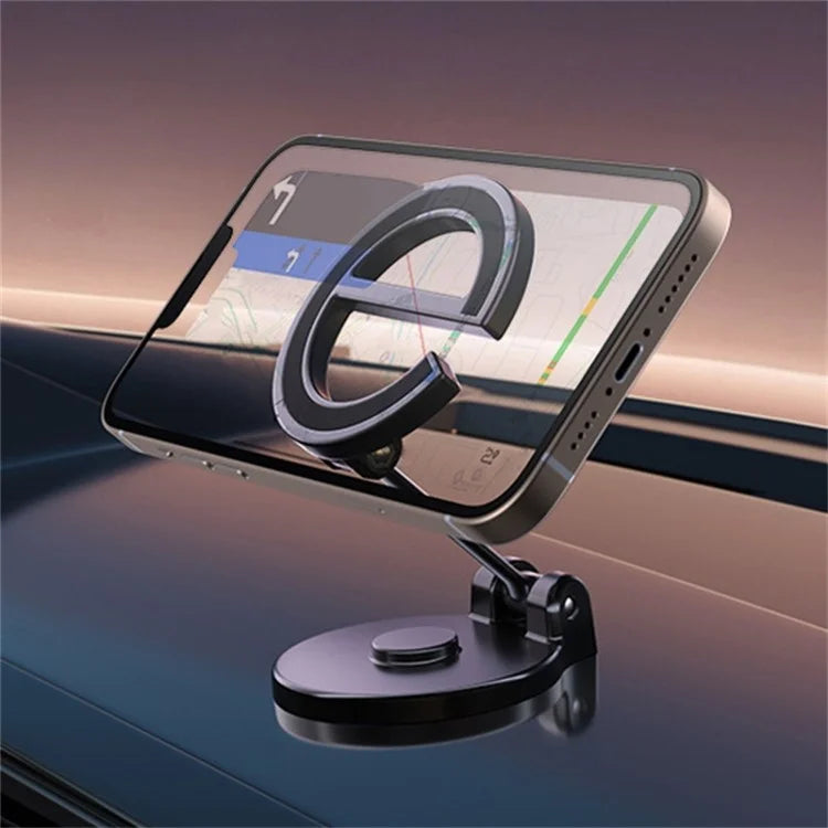 D38 E-Shape Alloy Magnetic Car Phone Holder for iPhone 16 / 16 Plus / 16 Pro / 16 Pro Max Car Dashboard Folding Mount
