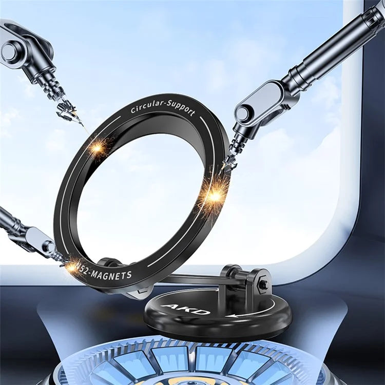 Car Mount Magnetic Phone Holder Rotary Foldable Zinc Alloy Phone Stand Compatible with MagSafe