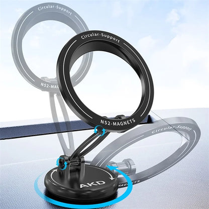 Car Mount Magnetic Phone Holder Rotary Foldable Zinc Alloy Phone Stand Compatible with MagSafe