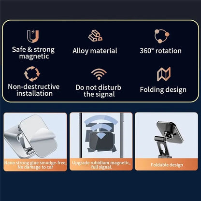 JMARY MH-82 Car Dashboard Mount Magnetic Phone Holder Zinc Alloy Foldable Cellphone Stand