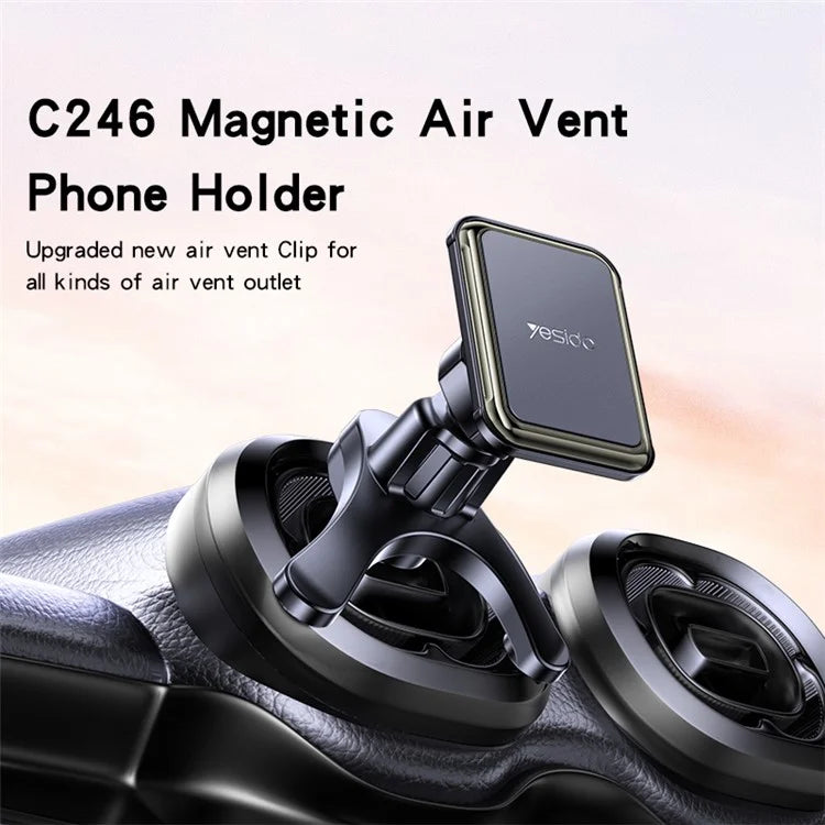 YESIDO C246 Car Air Outlet Hook Clip Magnetic Mobile Phone Holder Bracket