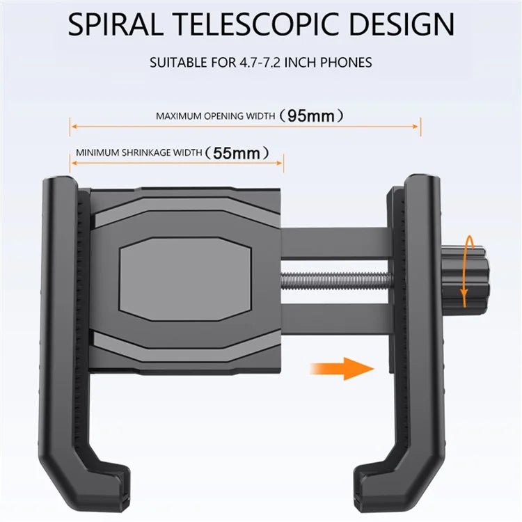 QX-24 ABS Motorcycle Phone Mount Holder Bracket (Installation On Rearview Mirror)