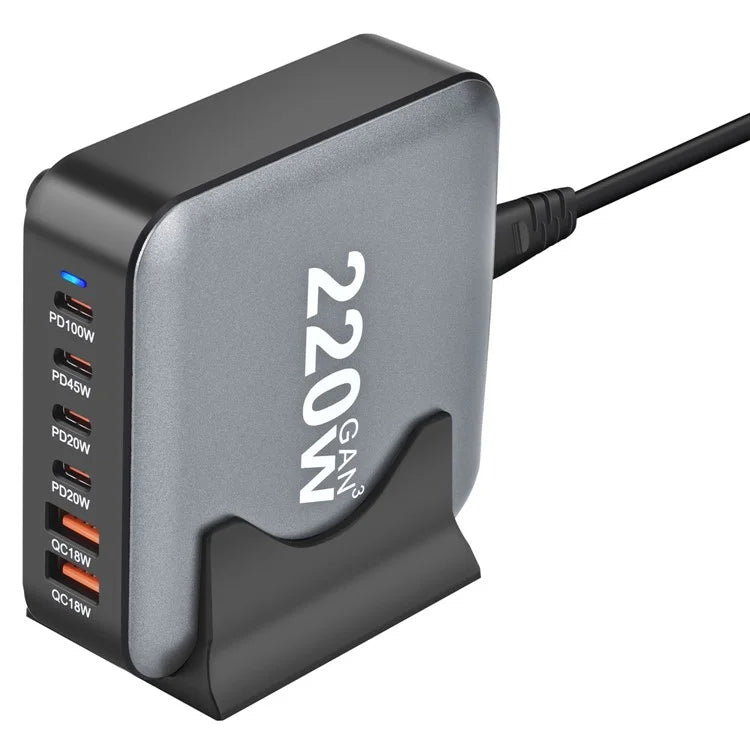 YMS-666 220W 4 Type-C + 2 USB High Power Fast Charging GaN Desktop Charger