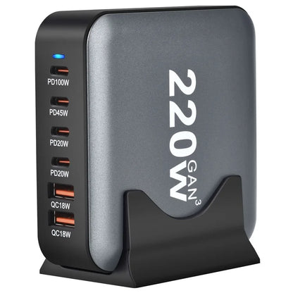 YMS-666 220W 4 Type-C + 2 USB High Power Fast Charging GaN Desktop Charger