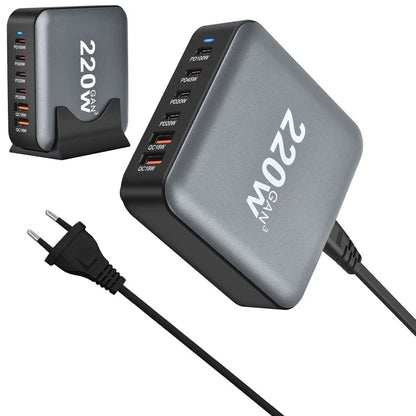 YMS-666 220W 4 Type-C + 2 USB High Power Fast Charging GaN Desktop Charger