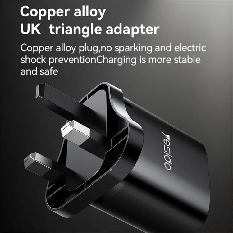 YESIDO YC55 20W Wall Charger UK Plug Charging Adapter with Type-C Cable
