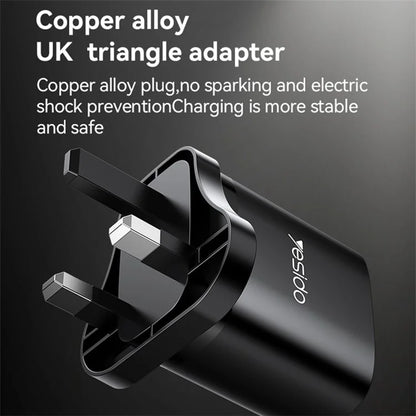 YESIDO YC55 20W Wall Charger UK Plug Charging Adapter with Type-C Cable