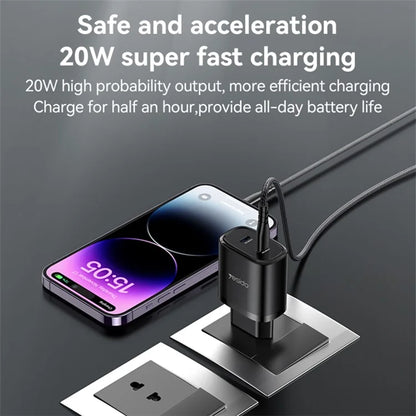 YESIDO YC56 20W EU Plug Wall Charger Adapter with Type-C Cable