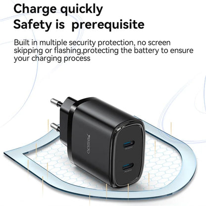 YESIDO YC56 20W EU Plug Wall Charger Adapter with Type-C Cable
