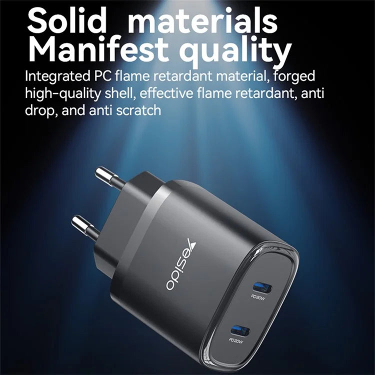 YESIDO YC56 20W EU Plug Wall Charger Adapter with Type-C Cable