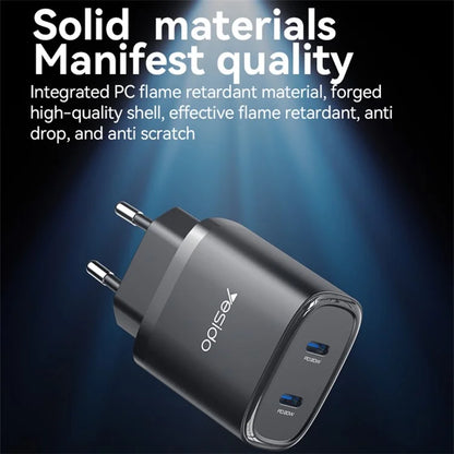 YESIDO YC56 20W EU Plug Wall Charger Adapter with Type-C Cable