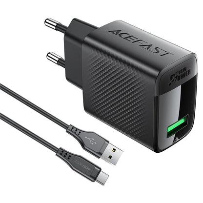 ACEFAST A90 GaN Wall Charger QC 18W Single USB-A Power Adapter with Type-C Cable