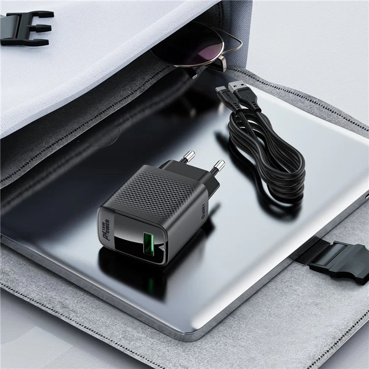 ACEFAST A90 GaN Wall Charger QC 18W Single USB-A Power Adapter with Type-C Cable