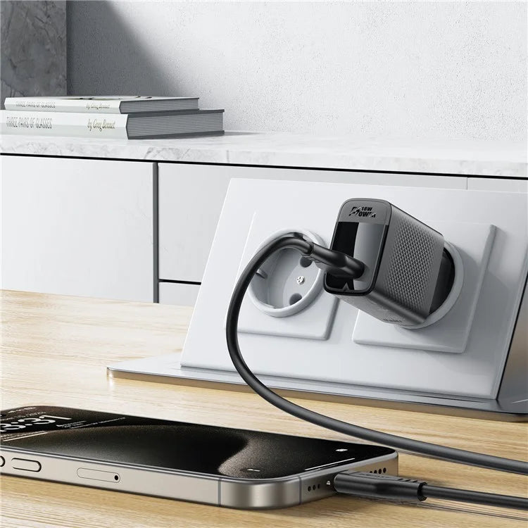 ACEFAST A90 GaN Wall Charger QC 18W Single USB-A Power Adapter with Type-C Cable