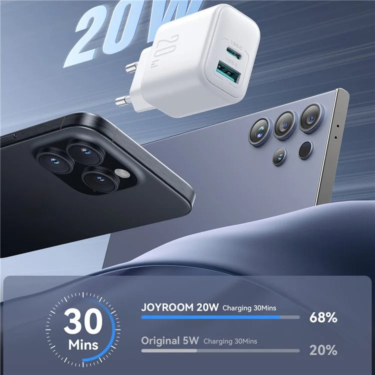 JOYROOM JR-TCF21 20W Fast Charger Type-C + USB-A Dual Port Power Adapter