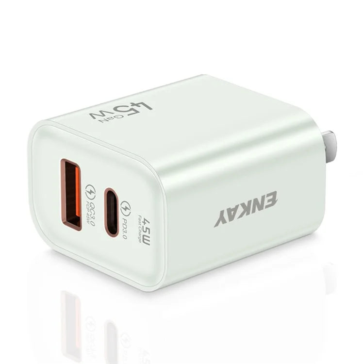 ENKAY ENK-FC001 45W USB-A + Type-C Dual Port Wall Charger Power Adapter