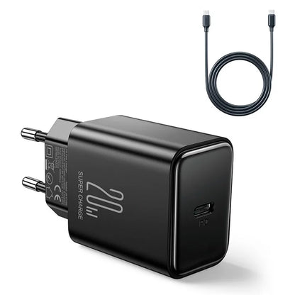 JOYROOM JR-TCF06 EU Plug PD 20W Fast Charging Power Adapter + 1m Type-C Cable for iPhone 16-15 Series