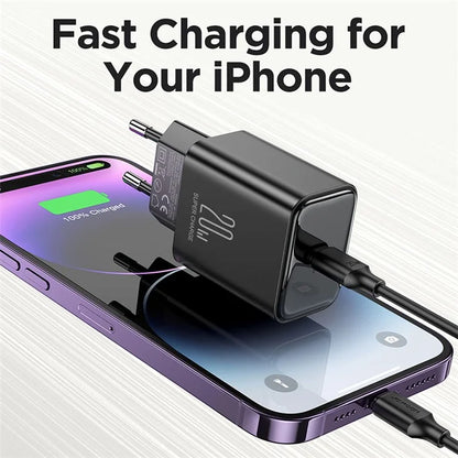 JOYROOM JR-TCF06 EU Plug PD 20W Fast Charging Power Adapter + 1m Type-C Cable for iPhone 16-15 Series