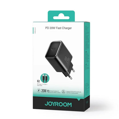 JOYROOM JR-TCF06 EU Plug PD 20W Fast Charging Power Adapter + 1m Type-C Cable for iPhone 16-15 Series