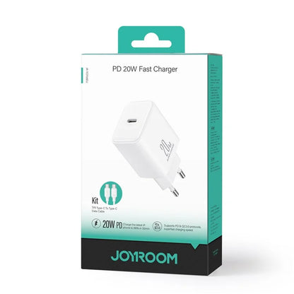 JOYROOM JR-TCF06 EU Plug PD 20W Fast Charging Power Adapter + 1m Type-C Cable for iPhone 16-15 Series