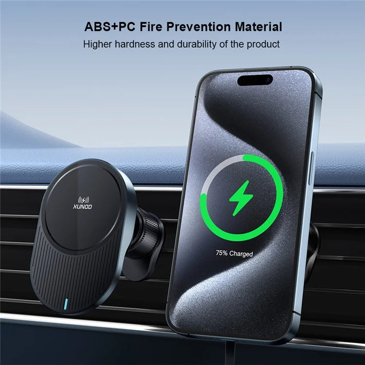 XUNDD XDCH-076 15W Car Phone Holder Wireless Charger with Retractable Cable