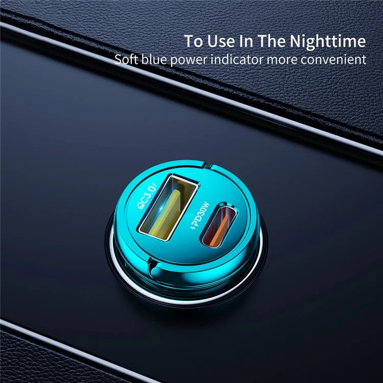 XUNDD XDCH-079 Car Charger Pull Tab PD 30W + QC3.0 Cigarette Lighter Adapter with Indicator Light