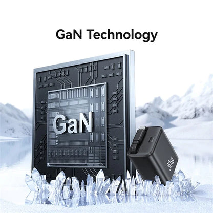 USAMS CC243 30W GaN Power Adapter PD3.0+QC3.0 Fast Charger with Retractable Type-C Cable, US Plug