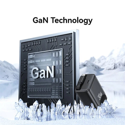 USAMS CC245 30W Fast Wall Charger GaN Power Adapter with Retractable Type-C Cable, UK Plug