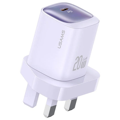 USAMS CC250 GaN Charger PD 3.0 Fast Charging 20W Wall Adapter, UK Plug