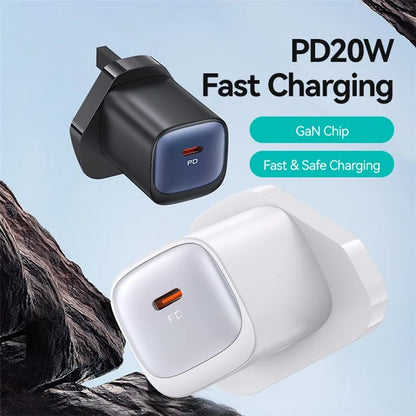 USAMS CC250 GaN Charger PD 3.0 Fast Charging 20W Wall Adapter, UK Plug
