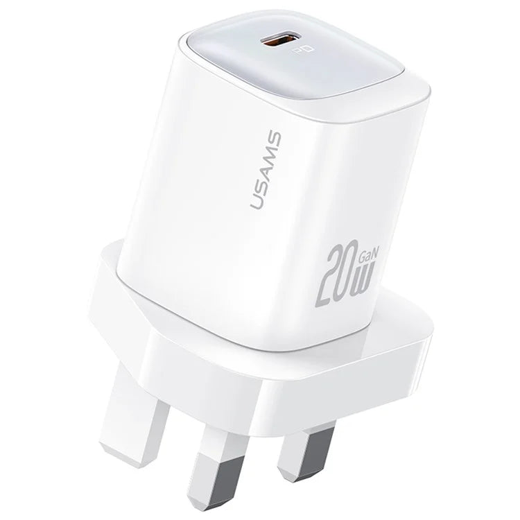 USAMS CC250 GaN Charger PD 3.0 Fast Charging 20W Wall Adapter, UK Plug