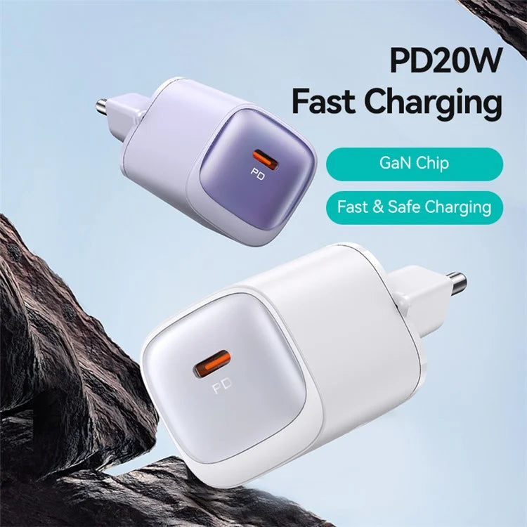 USAMS CC248 PD 20W GaN Charger Compact Design Fast Charging Adapter, EU Plug