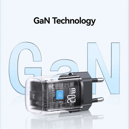 USAMS CC248 PD 20W GaN Charger Compact Design Fast Charging Adapter, EU Plug