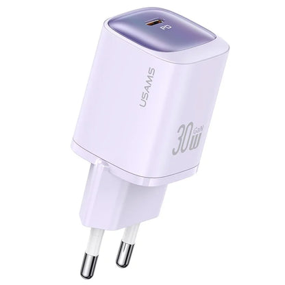 USAMS CC251 Fast GaN Charger PD 30W Ultra-Compact Power Delivery Wall Adapter, EU Plug